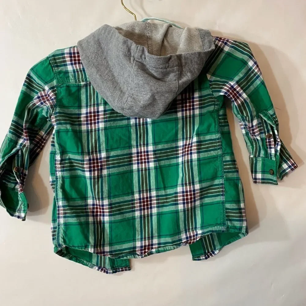 Carter’s Button Up Flannel Hoodie Shirt size 2T
